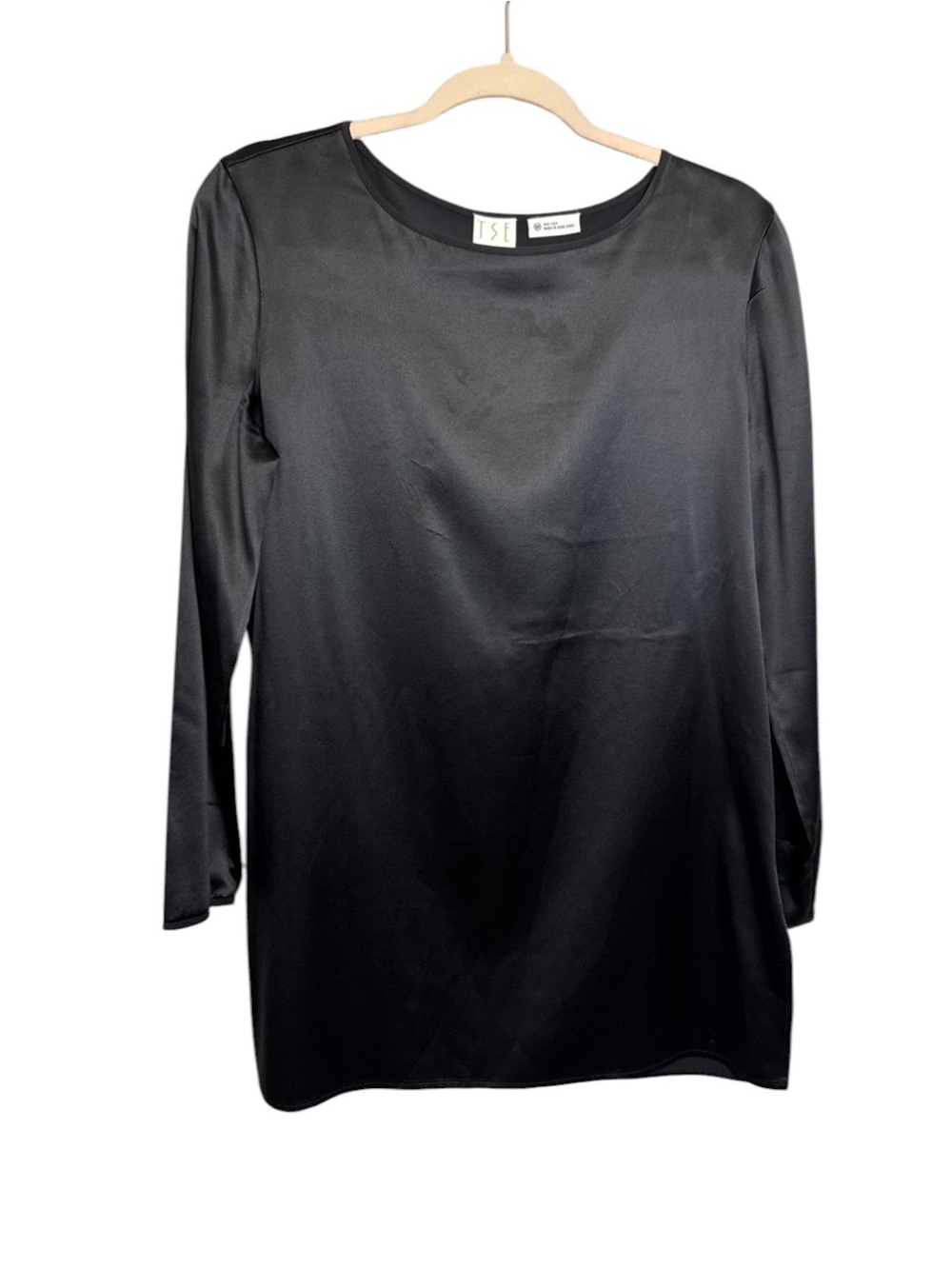 T.S.E stunning black silk tunic top vintage y2k witchy romantic gothic medium